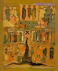 Происхождение честных древ Животворящего Креста Господня. Строгановская Школа. Начало XVII века