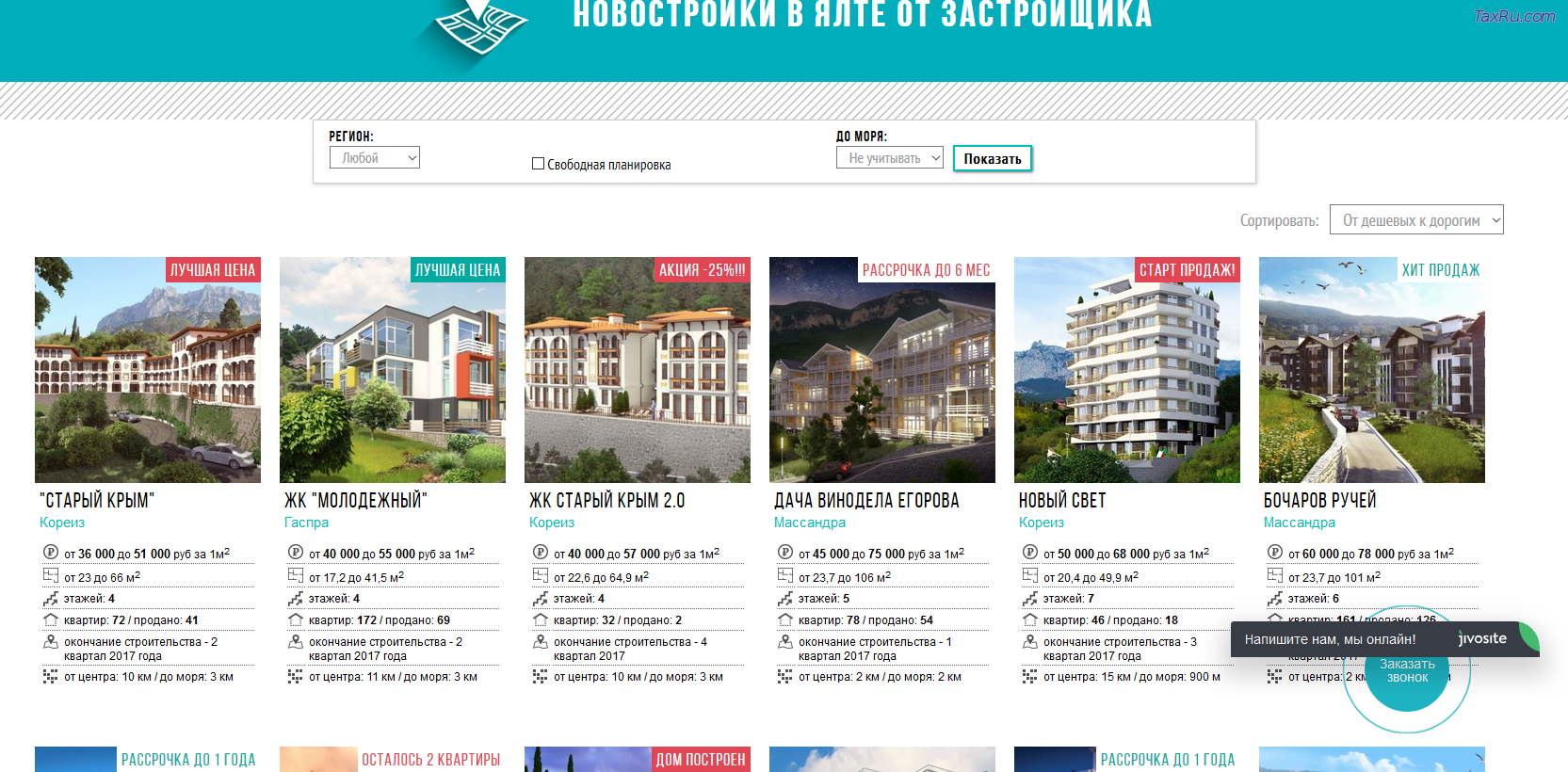 Недвижимость от застройщика в Ялте: квартиры, таунхаусы