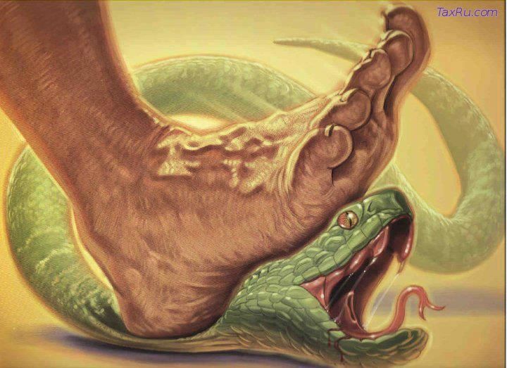 Нога на змее