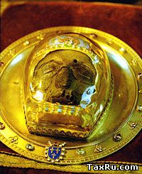 Передняя часть главы святого Иоанна Предтечи в кафедральном соборе Пресвятой Богородицы г. Амьена. Фото: «Православная Франция» / http://la-france-orthodoxe.net/ru/galer/jean